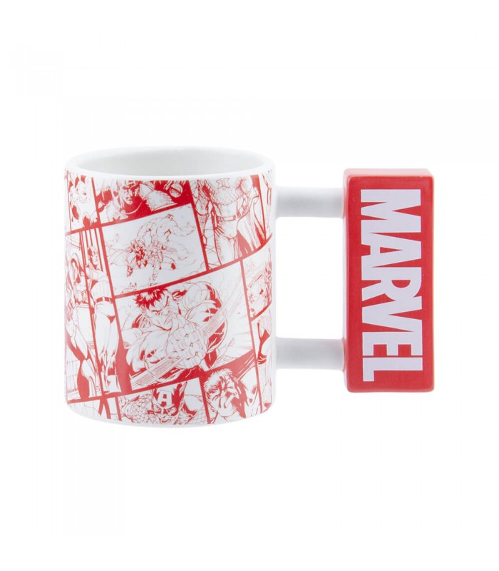 Tazza Marvel con Manico Logo e Sfondo a Fumetti Logo Shaped Mug