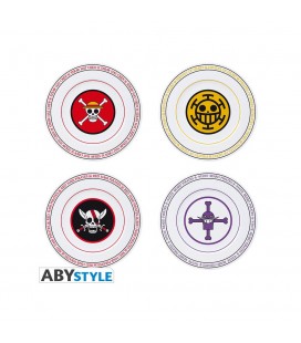 One Piece Set di 4 Piatti con Emblemi - Set of 4 Plates with Emblems - Abystyle