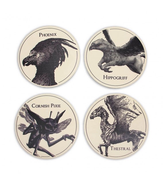 Harry Potter Magical Creatures Coasters Set of 4 Ceramic - Set Sottobicchieri Creature Magiche - Half Moon Bay