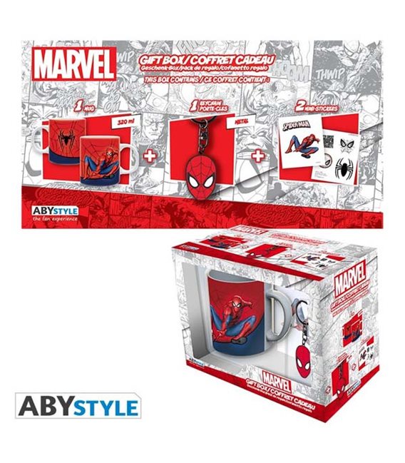 Marvel - Gift Box - Mug/Tazza 320Ml + Keyring/Portachiavi + Sticker Spiderman