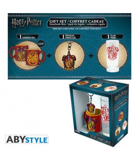 Harry Potter - Gift Box - Glass/Bicchiere 29Cl + Keyring/Portachiavi + Mini Mug/Tazza Grifondoro